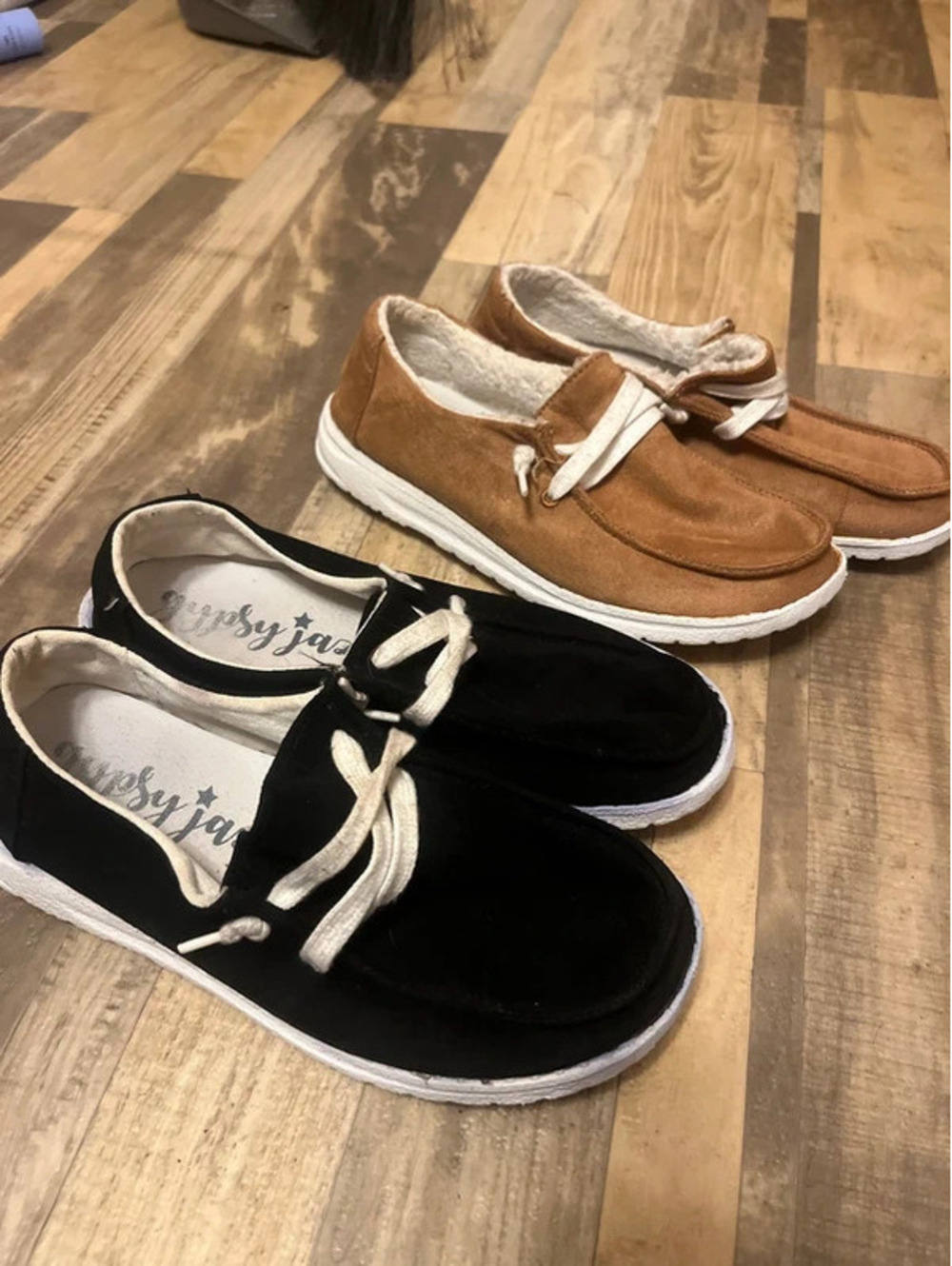 Two pairs of slide on sneakers, gypsy Jazz